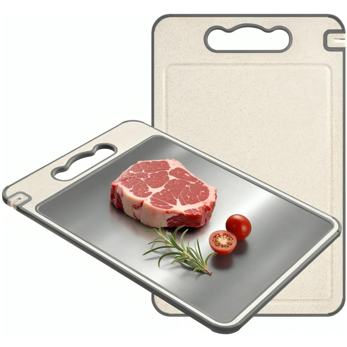 ATURE - Tabla De Cortar Doble Cara Con Acero Inoxidable