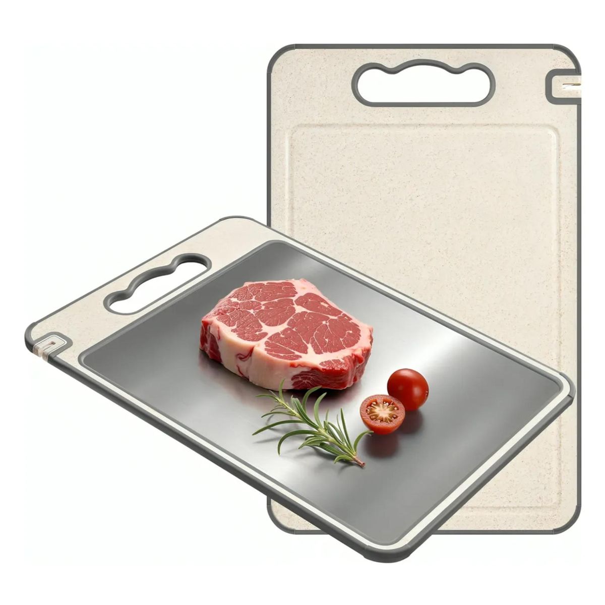 ATURE - Tabla De Cortar Doble Cara Con Acero Inoxidable