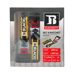 BLACKSMITH - Set 4 Ratchet 1-1/2 Gancho Jj 4.9 Mt 1.497 Kg.