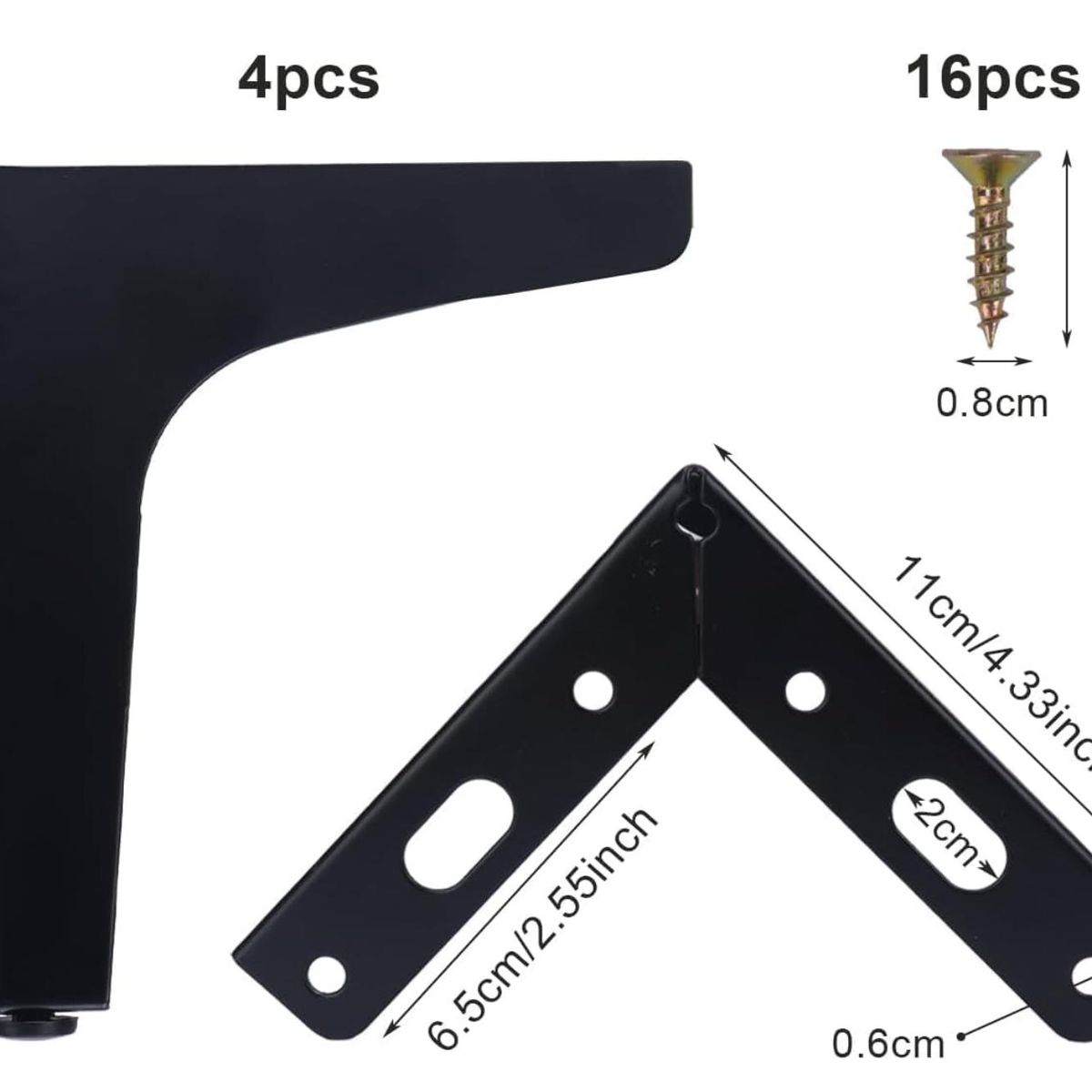 ATURE - Juego De 4 Patas Para Sofá De 15 Cm En Negro Mate