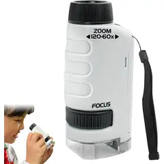 KUANGYE - Microscopio Portátil Óptico 60x-120x Juguete para Niños Regalo