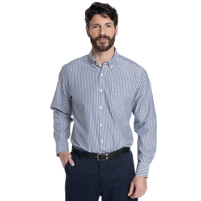 KOTTING - CAMISA HOMBRE LISTADA PREMIUM CUELLO SEMI ITALIANO