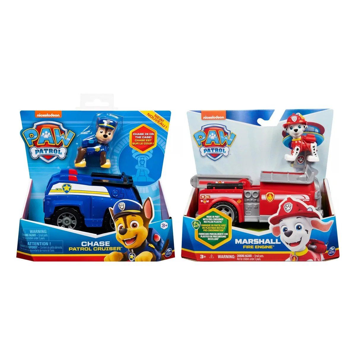 PAW PATROL - Pack Vehículo Básico Paw Patrol Chase + Marshall