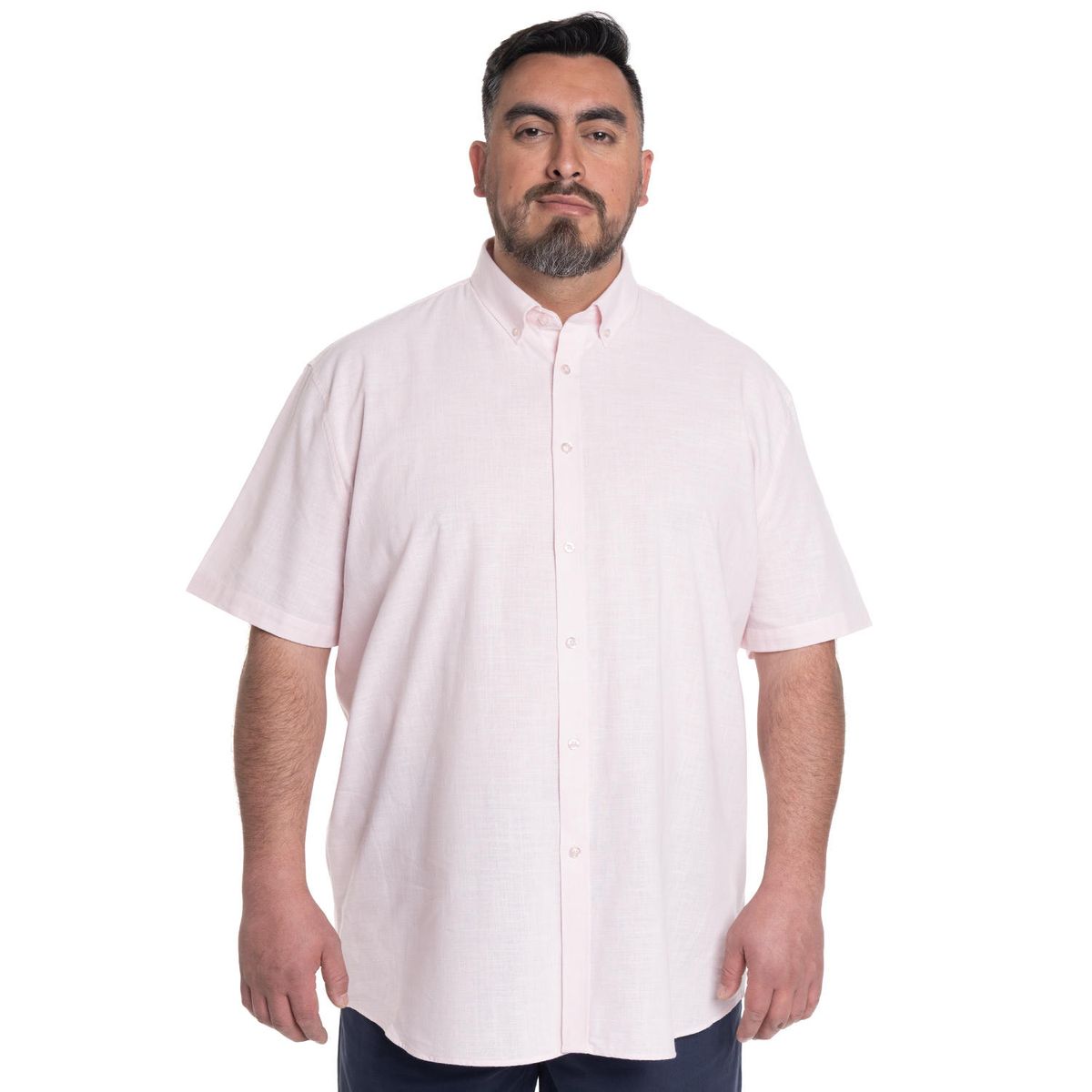 KOTTING - CAMISA HOMBRE MANGA CORTA SLUB LOOK LINO CUELLO SEMI ITALIANO