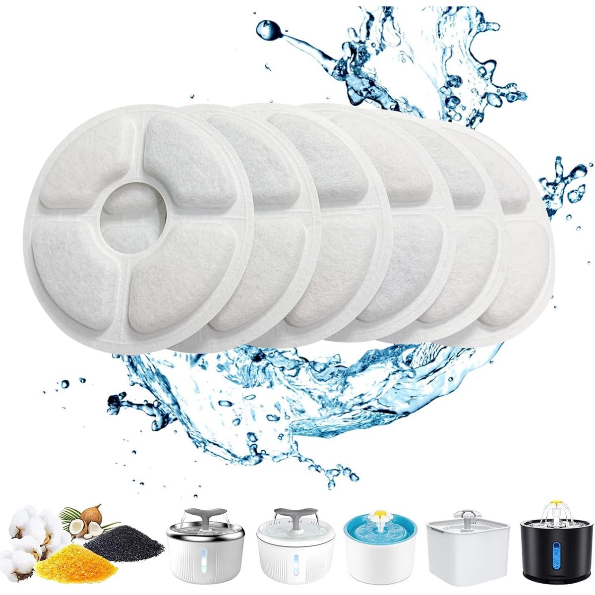 ANENG - Pack 12 Filtros Bebedero Fuente Agua Eléctrico Gato Perro