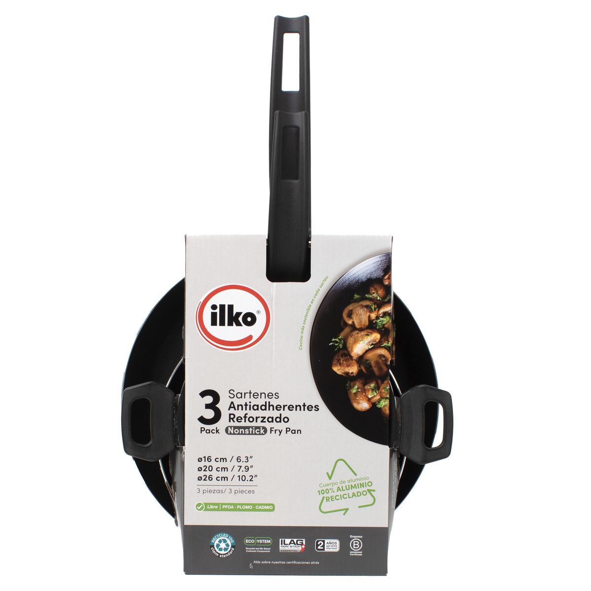 ILKO - Pack Sarten 20cm + 26cm + Paila 16cm Everyday
