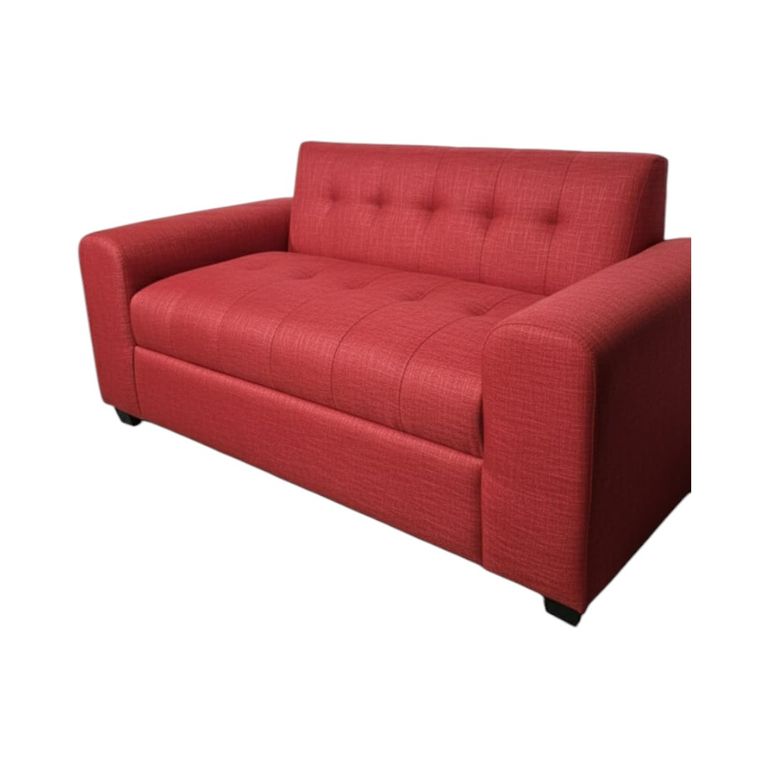 SOFA DOS CUERPOS BRAZO REDONDO EN LINO Rojo
