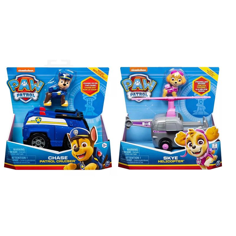 PAW PATROL - Pack Vehículo Básico Paw Patrol Chase + Skye