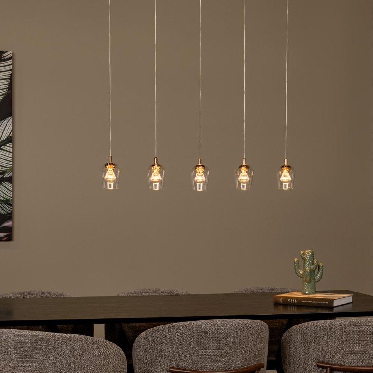 BOSCO - LAMPARA COLGANTE LINEAL BERLIANE 5 LUCES LED 2700K