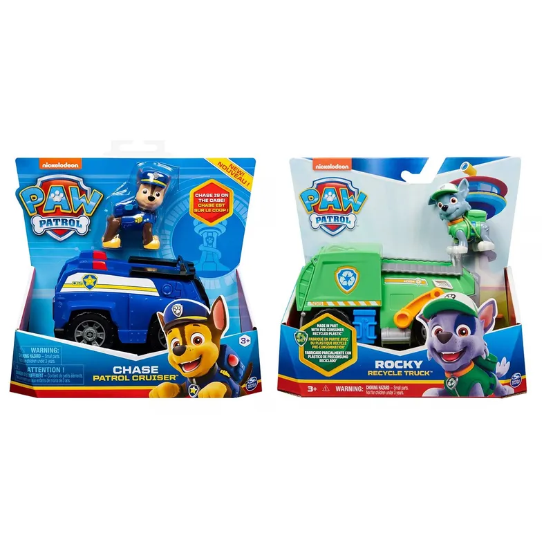 PAW PATROL - Pack Vehículo Básico Paw Patrol Chase + Rocky