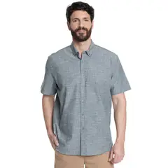 KOTTING - CAMISA HOMBRE MANGA CORTA SLUB LOOK LINO CUELLO SEMI ITALIANO