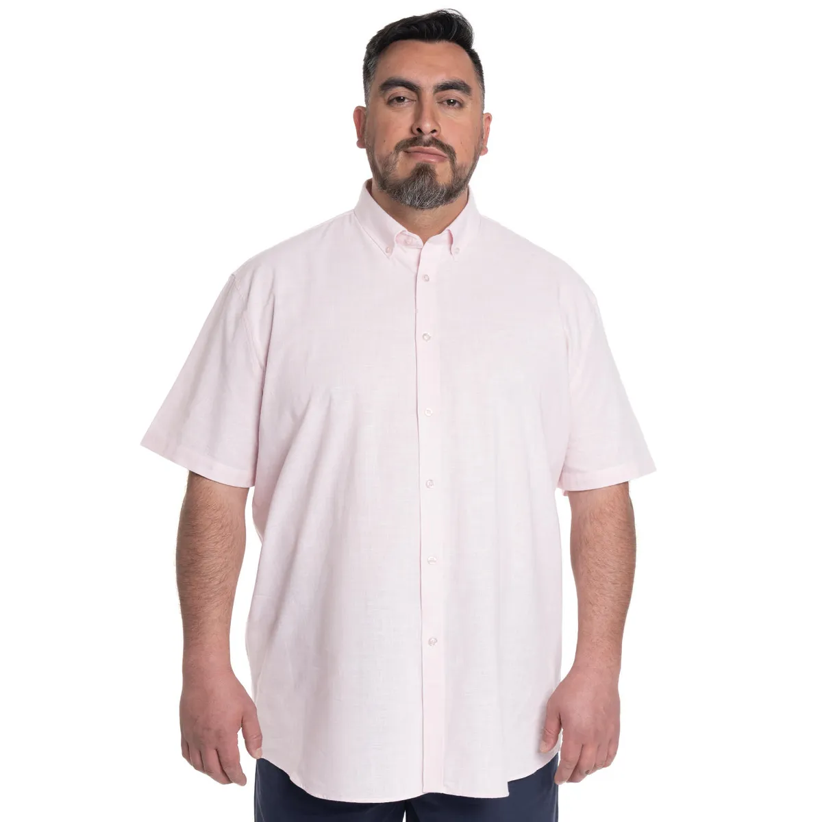 KOTTING - CAMISA HOMBRE MANGA CORTA SLUB LOOK LINO CUELLO SEMI ITALIANO