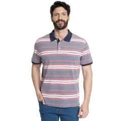 KOTTING - POLERA HOMBRE PIQUÉ LISTADA CUELLO CAMISERO BOLSILLO PECHO