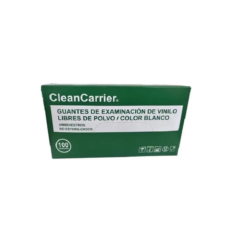CLEANCARRIER - Guante CLEANCARRIER Vinilo Blanco S Caja X100 unidades