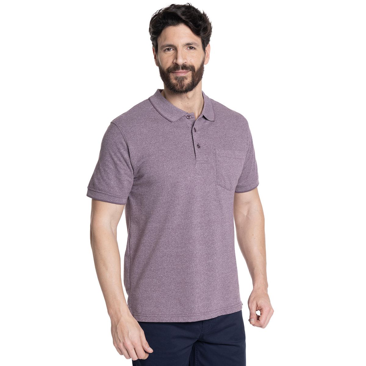 KOTTING - POLERA HOMBRE PIQUÉ MELANGE CUELLO CAMISERO BOLSILLO PECHO