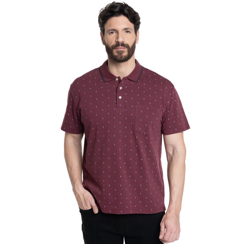 KOTTING - POLERA HOMBRE PIQUÉ ESTAMPADA CUELLO CAMISERO BOLSILLO PECHO