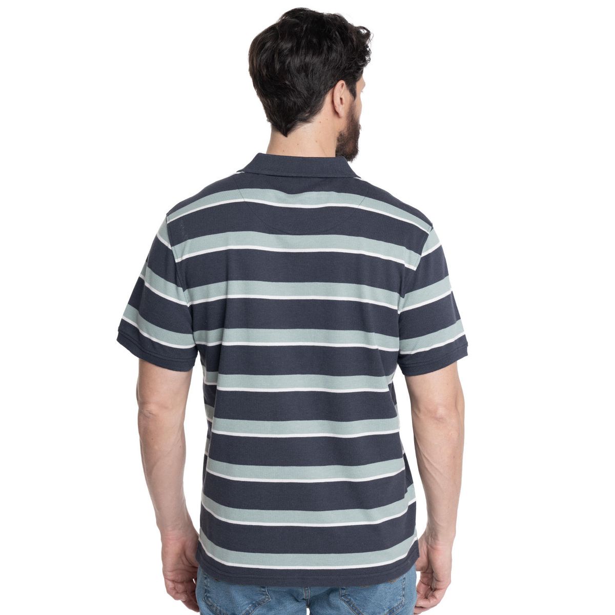KOTTING - POLERA HOMBRE PIQUÉ LISTADA CUELLO CAMISERO BOLSILLO PECHO KOTTING
