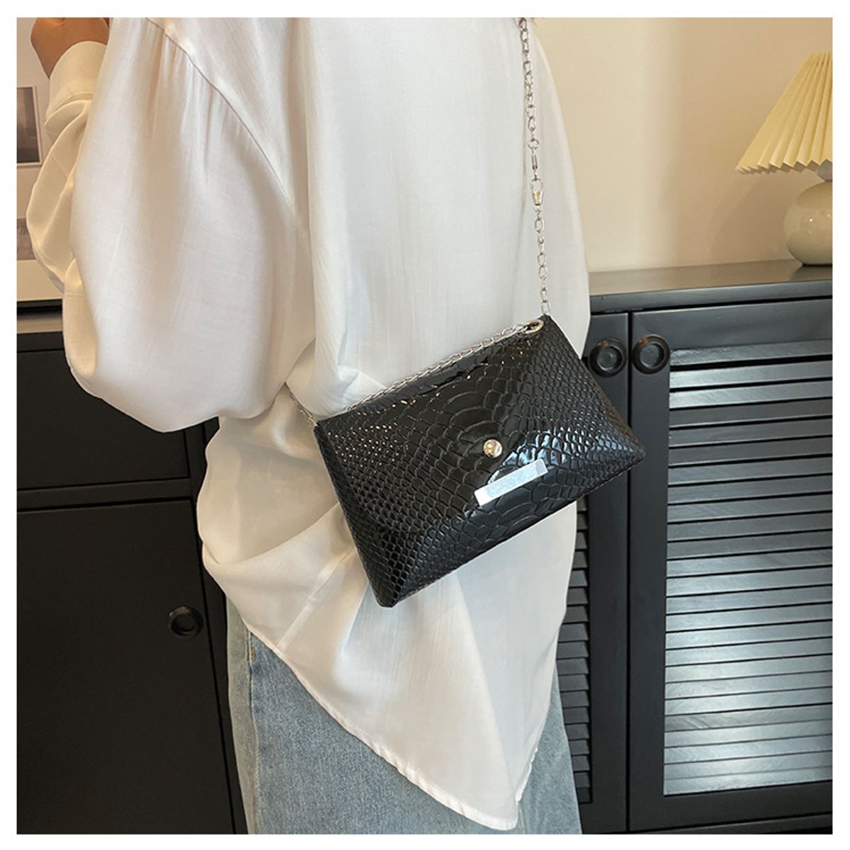 ANENG - Bolso Bandolera Cadena Cruzado De Hombro Carteras De Mujer Negro