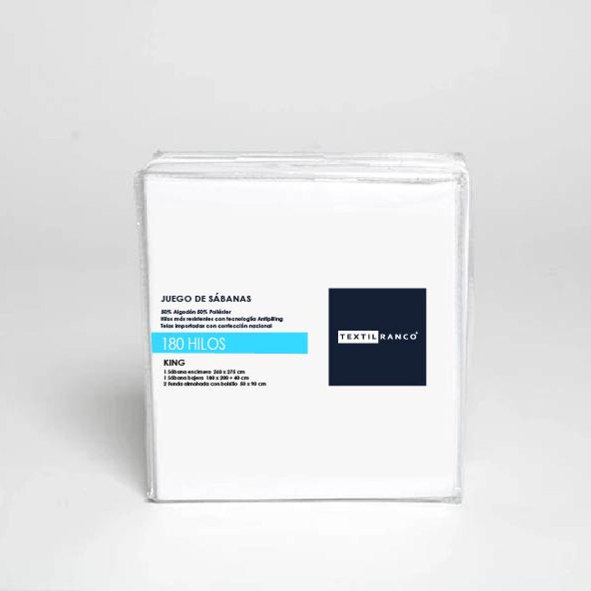 TEXTIL RANCO - Juego de Sábanas Blancas 180 Hilos - TOP HOTEL