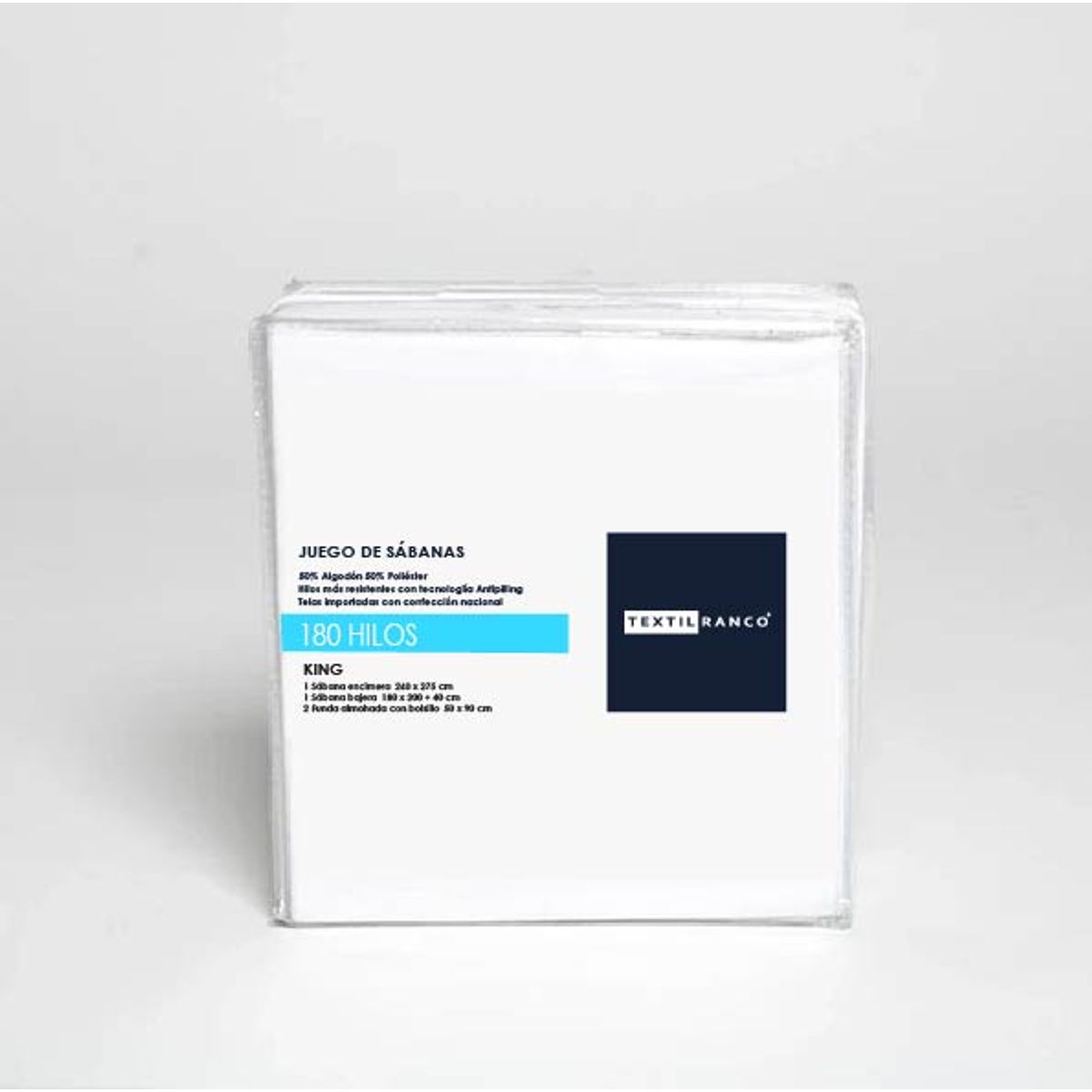 TEXTIL RANCO - Juego de Sábanas Blancas 180 Hilos - TOP HOTEL