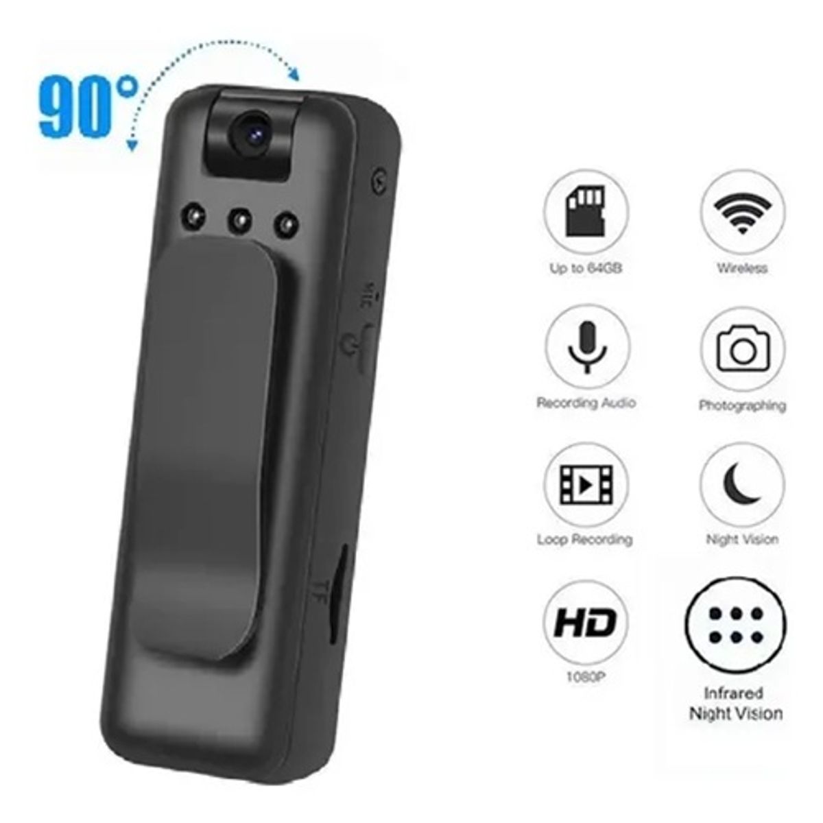 GENERICO - Minicámara Espía Graba Audio Video Fotos  Hogar directo Color Negro