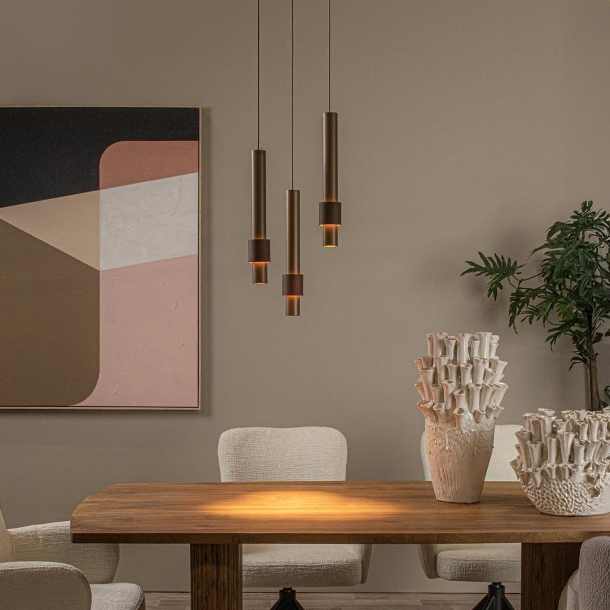 BOSCO - LAMPARA COLGANTE DESNIVEL MARGARY CAFE 3 LUCES LED 2700K