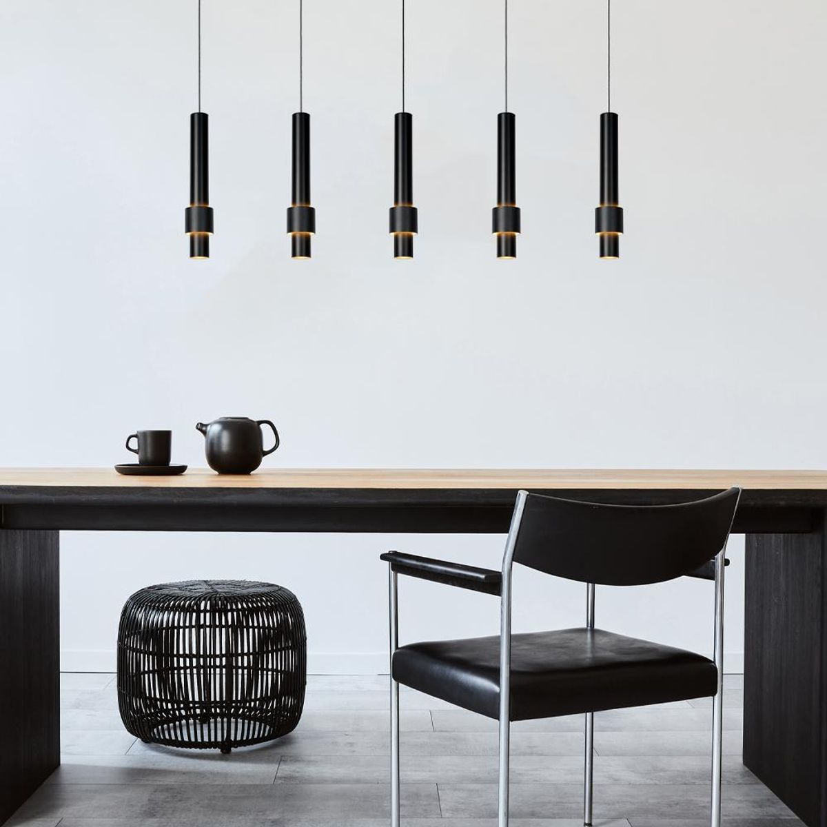 BOSCO - LAMPARA COLGANTE LINEAL MARGARY NEGRO 5 LUCES LED 2700K