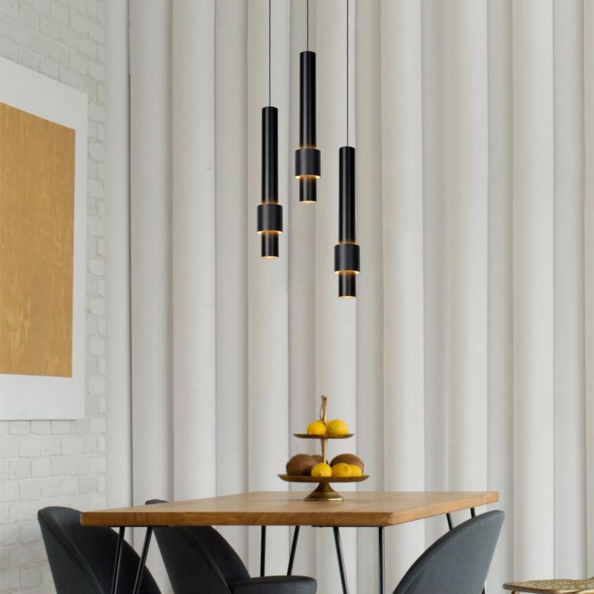 BOSCO - LAMPARA COLGANTE DESNIVEL MARGARY NEGRO 3 LUCES LED 2700K