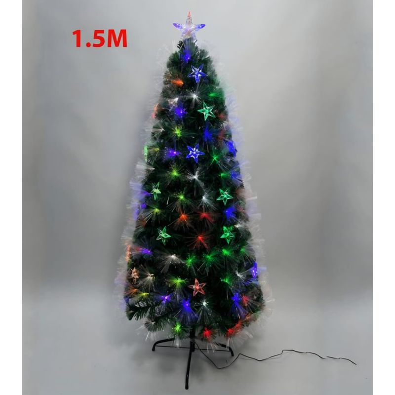 GENERICO - Arbol de Navidad Artificial con Luz LED de Fibra Optica 1,5 metros