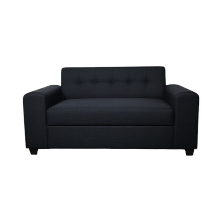 SOFA DOS CUERPOS BRAZO REDONDO EN LINO NEGRO Negro