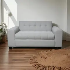 DISEÑOS VALESTRINI - SOFA DOS CUERPOS BRAZO REDONDO EN LINO GRIS CLARO