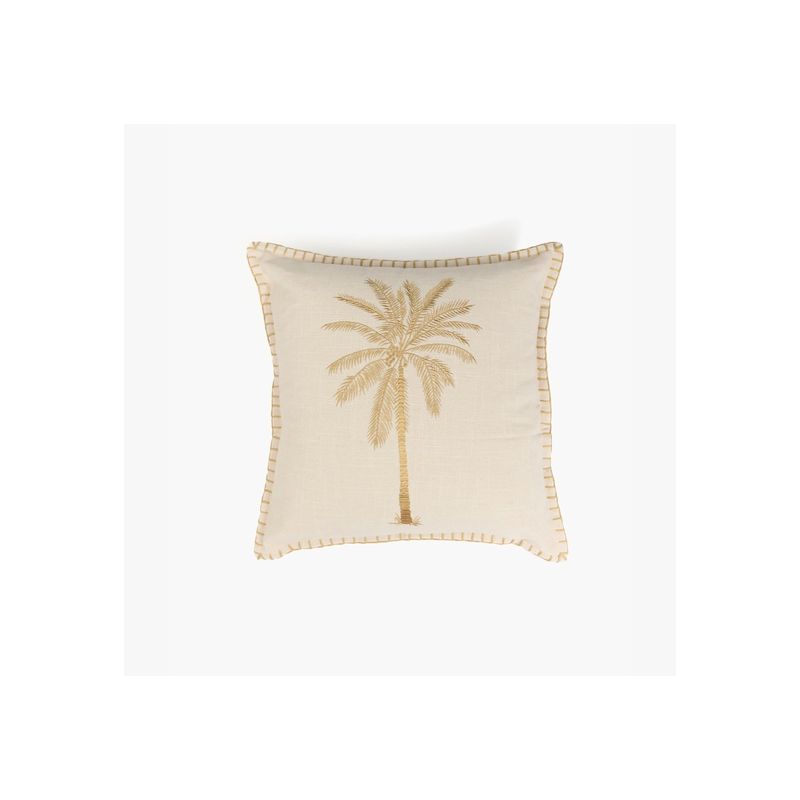 LOUNGE - Cojín Algodón Palmeras 45 X 45 cm Beige