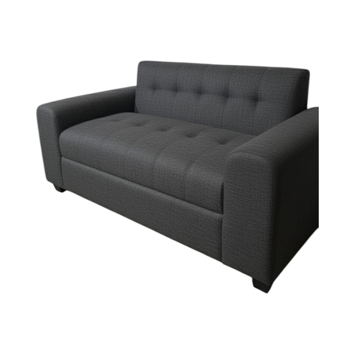 DISEÑOS VALESTRINI - SOFA DOS CUERPOS BRAZO REDONDO EN LINO GRIS OSCURO