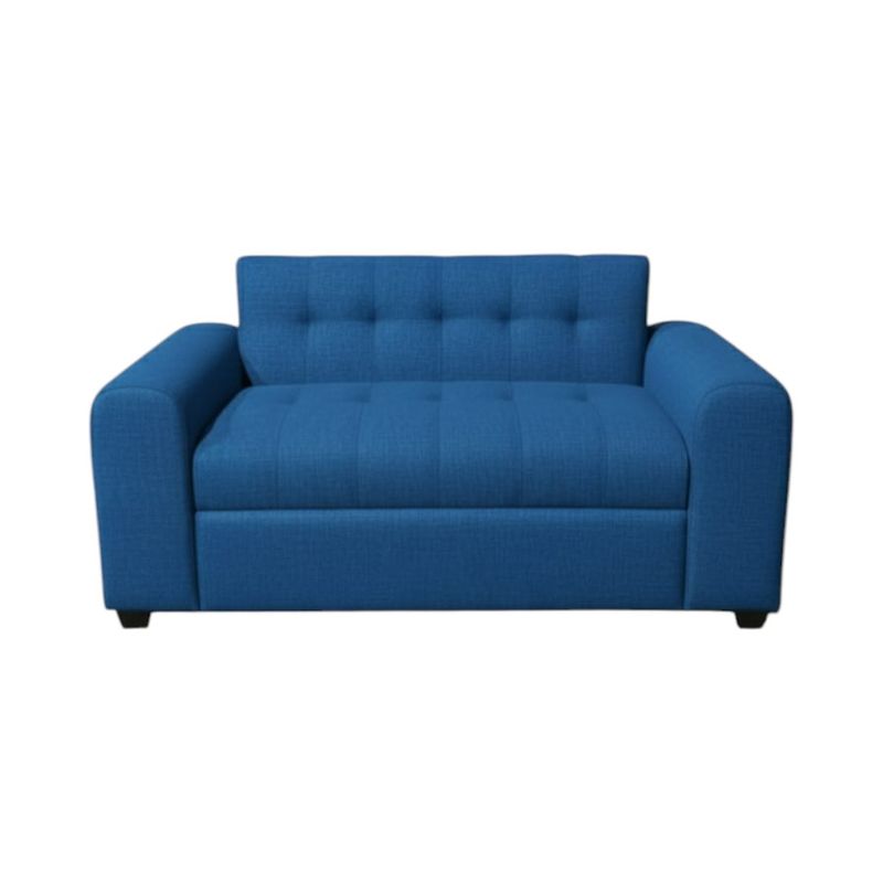 DISEÑOS VALESTRINI - SOFA DOS CUERPOS BRAZO REDONDO EN LINO AZUL
