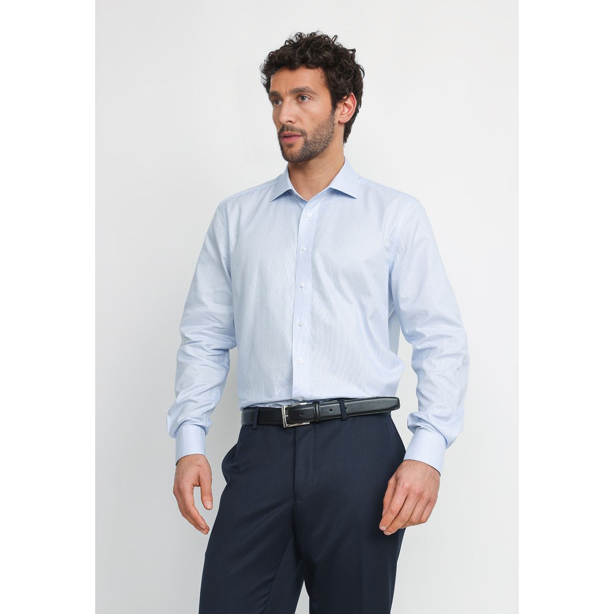 TRIAL - Camisa Hombre Formal Algodón Travel Celeste