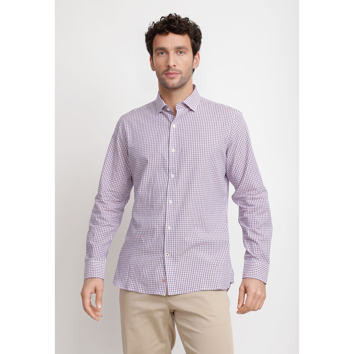 TRIAL - Camisa Cuadros Algodón Baudilio Coral