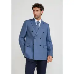 TRIAL - Chaqueta Hombre Formal Cruzada Lino Mix&Color Azul