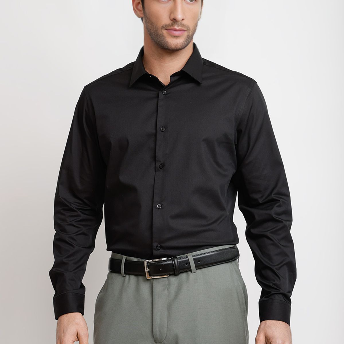 TRIAL - Camisa Hombre Formal Graduación Negro