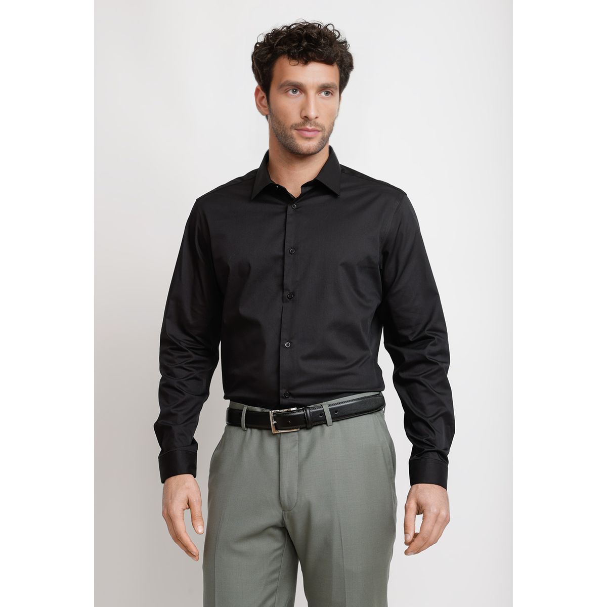 TRIAL - Camisa Hombre Formal Graduación Negro