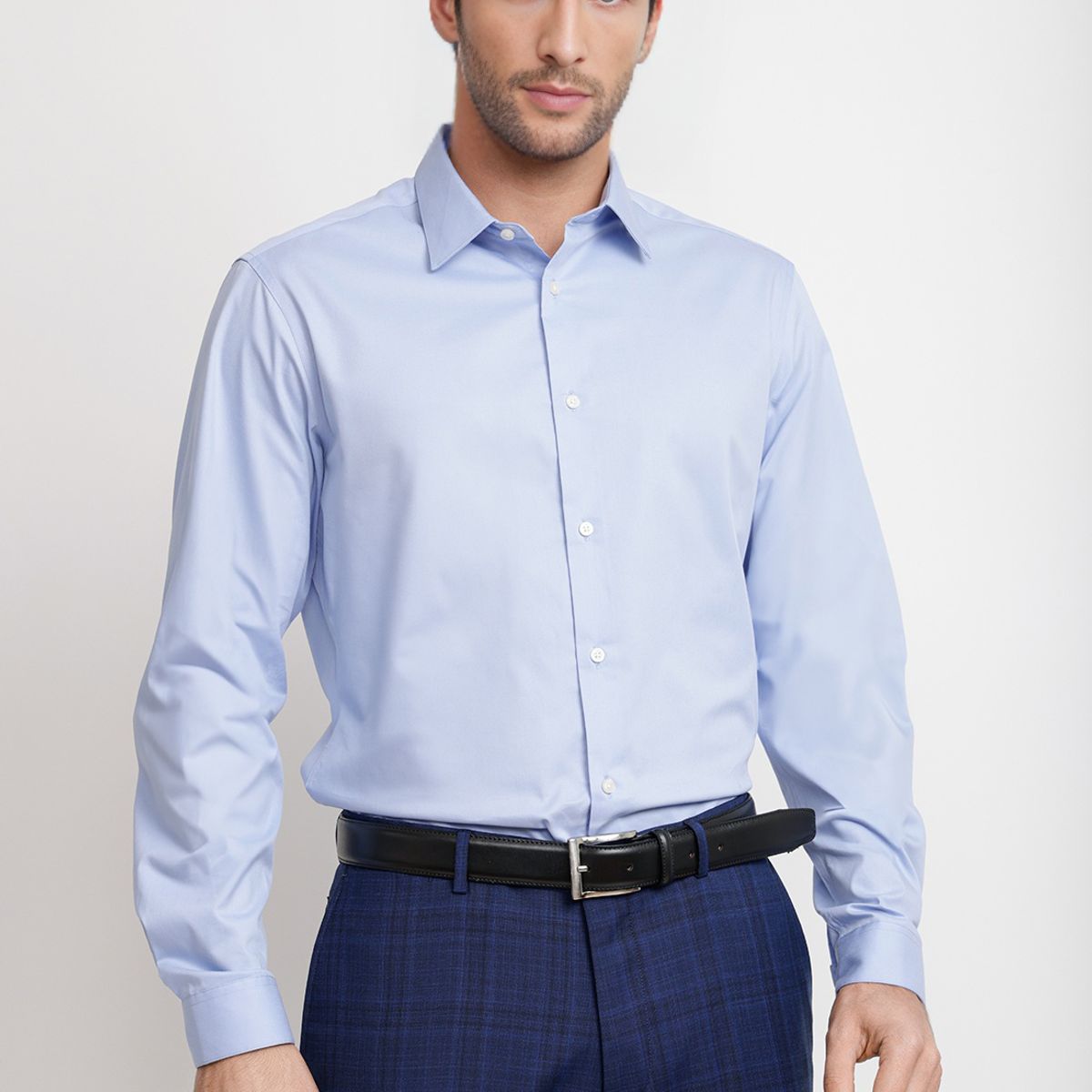 TRIAL - Camisa Hombre Formal Graduación Celeste