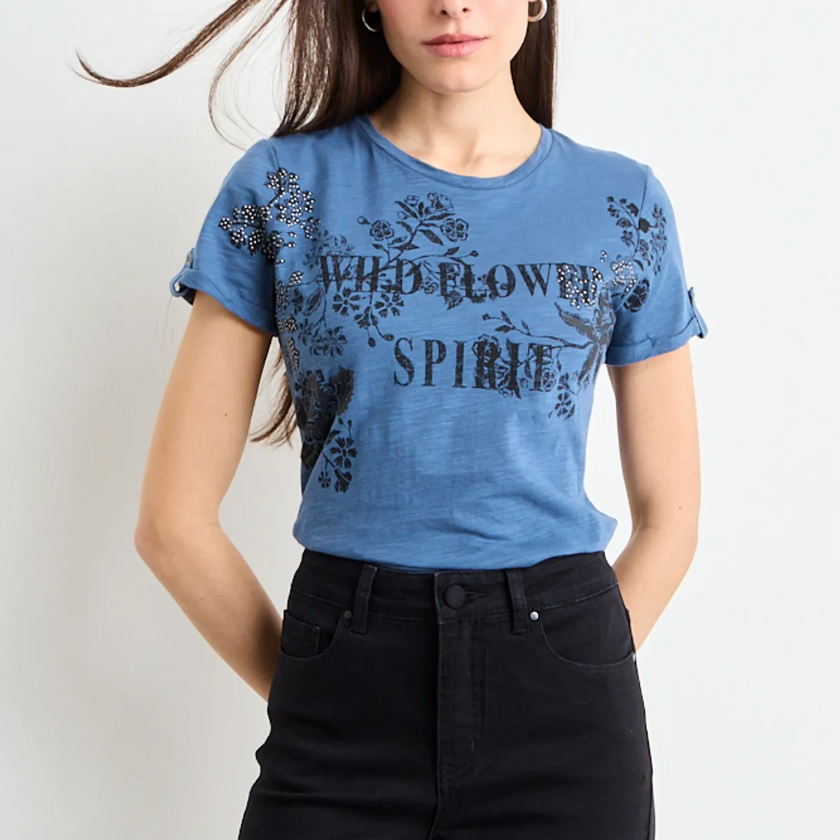 IO - Polera Manga Corta Azul Mujer iO