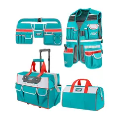 TOTAL TOOLS - Kit Bolsos + Chaleco y Coleto 4 piezas Total