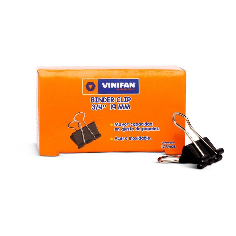 GENERICO - Apretadores Doble Clip 19 mm Vinifan - Caja 12 uds