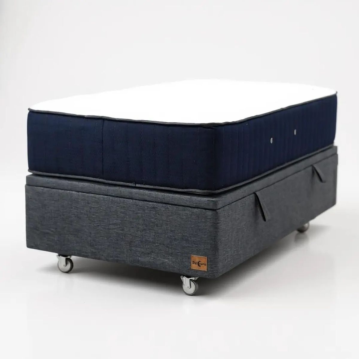 BLOCCARE - Cama Baul 1 Plaza L190 + Colchon CIC PREMIUM / Rueda PYTON / Sin Refuerzo (Gris)