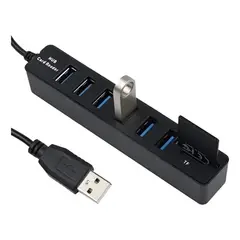 IRM - Splitter Hub 3.0 Usb Hi-speed 6 Puertos Con Ranura Sd+flash Negro