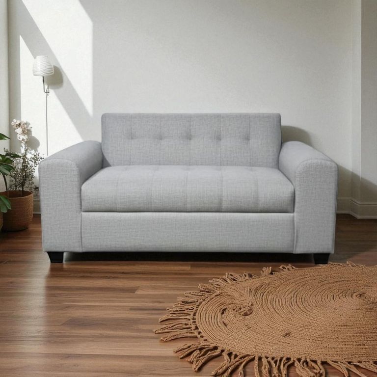 SOFA TRES CUERPOS BRAZO REDONDO EN LINO GRIS CLARO Gris claro