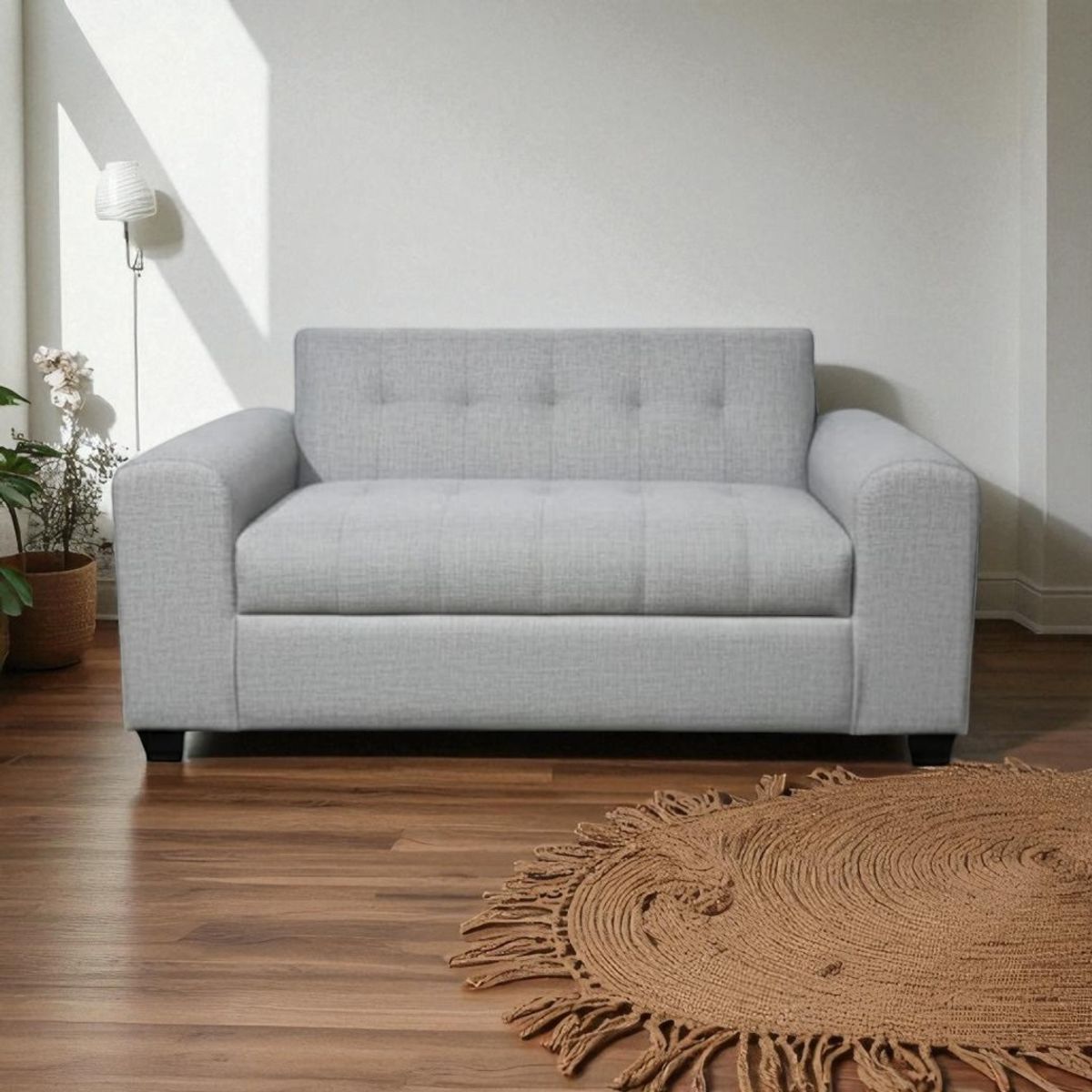 DISEÑOS VALESTRINI - SOFA TRES CUERPOS BRAZO REDONDO EN LINO GRIS CLARO