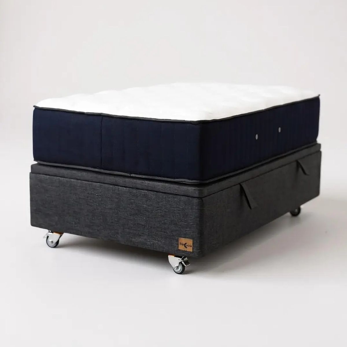 BLOCCARE - Cama Baul 1 Plaza L190 + Colchon CIC PREMIUM / Rueda DELUXE / Sin Refuerzo (Gris)