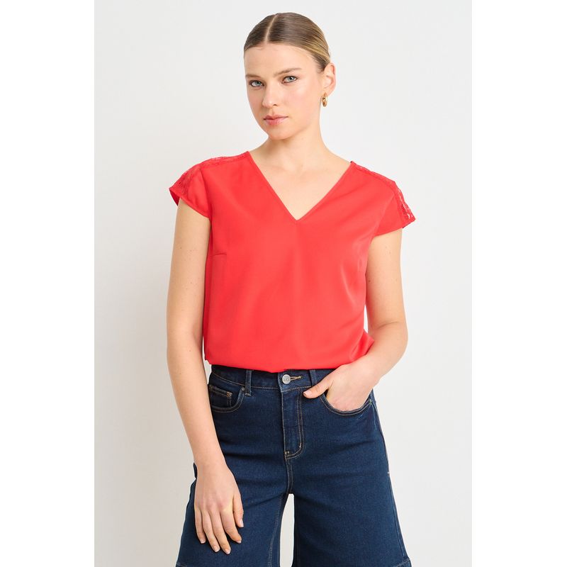 ASH - Blusa Manga Corta Mujer Rojo Ash