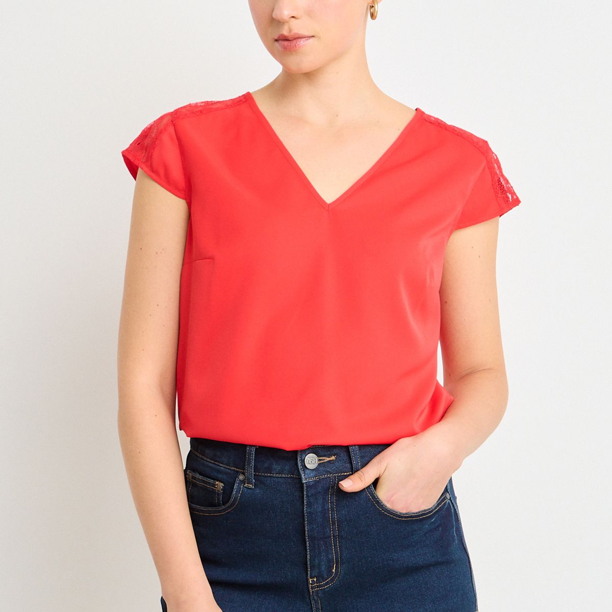 ASH - Blusa Manga Corta Mujer Rojo Ash
